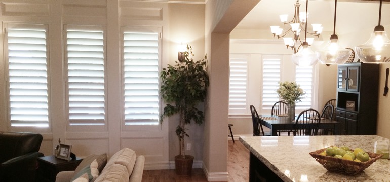 New Brunswick shutters in kitchen and living room